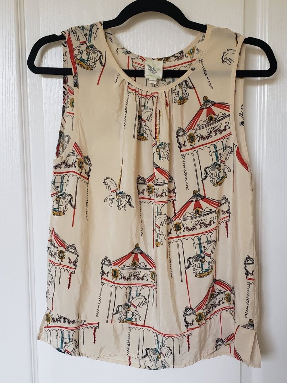 Anthropologie Weston Wear Silk Sleeveless Top Carousel print